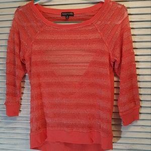 Rampage Semi-Sheer Glitter Threaded Shirt with Cut Out Back. Medium.